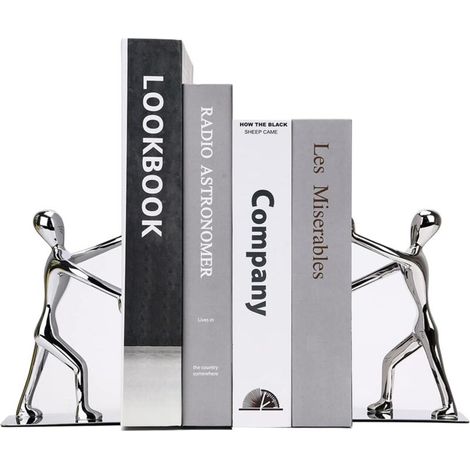 Bardusch-Serre-livres humanoïdes métal argenté, design créatif, usage durable bureau/bibliothèque/papeterie (1/5)