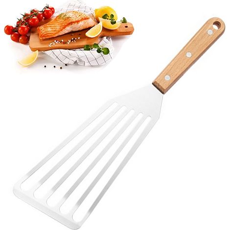 Spatule à poisson résistante à la chaleur - Spatule en acier inoxydable pour poêles antiadhésives - Spatules de qualité supérieure pour la cuisson du poisson et de la viande (1/5)