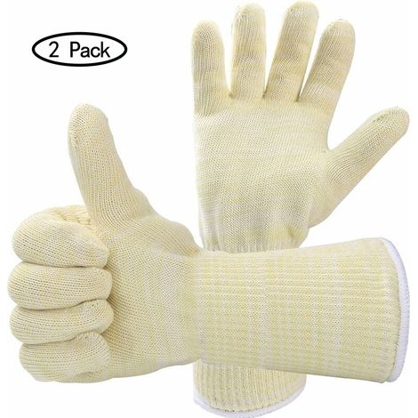 2 Paire Gants de Barbecue Gant Anti-Chaleur Taille Universelle Grill - Gants de Cuisines Résiste Jusqu'à 500°C Gants de Four pour BBQ, Grillades, Cuisson au Four, Cheminée, Gants de Soudeur (1/4)