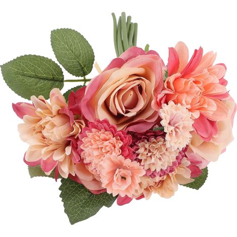 Bouquet de Roses Artificielles Fleurs Décoration Élégante et Fraîche Rouges en Plastique Réaliste pour Décoration de Balcon et Bureau (1/5)
