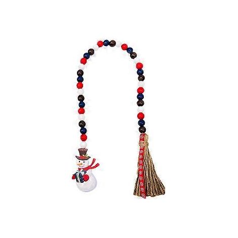 Guirlande de perles décoratives, pompons, guirlande de perles en bois d'hiver, pendentif en perles de bois (1/2)