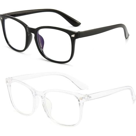 Lunette Anti Lumiere Bleue,2 PCS Lunette Lumière Bleue Lunettes Anti-lumière Bleue Femmes Hommes Anti UV Lunettes Légères pour Ordinateur Lunettes Anti-éblouissement Noir Blanc (1/5)