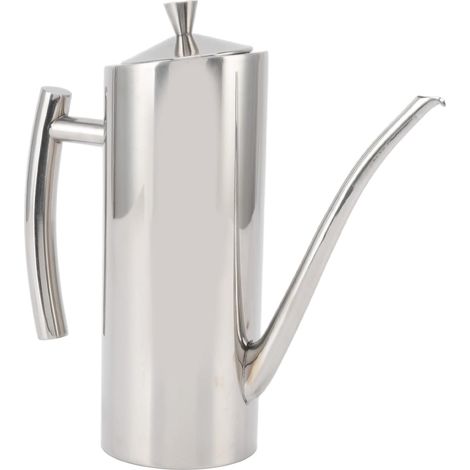 Bouteille Distributeur D'huile, Aspect Miroir en Acier Inoxydable, Poignées Incurvées, Poignée Ergonomique, Bouteille D'huile Anti-Goutte avec Col De Cygne pour la Cuisine (1/5)