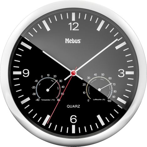 Mebus 56731 Quarz Wanduhr 25 cm x 4 cm Silber