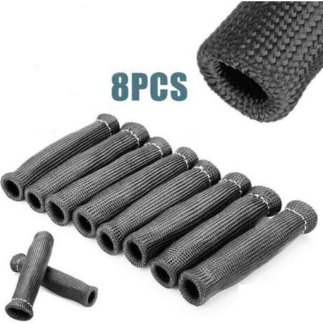 Protecteur thermique pour bougie d’allumage, cache isolant noir avec guide de câble, lot de 8 pièces pour voitures et camions