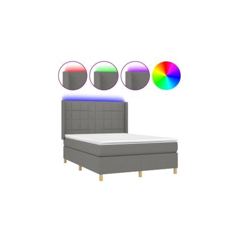 Sommier à lattes de lit matelas LED Gris foncé 140x200 Tissu (1/5)