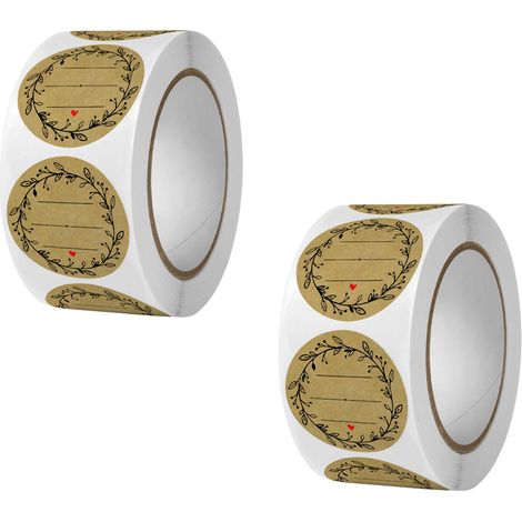 Autocollants ronds en papier kraft 2 rouleaux, autocollants décoratifs de bénédiction manuscrite, étiquettes de pâtisserie de vacances (1/5)