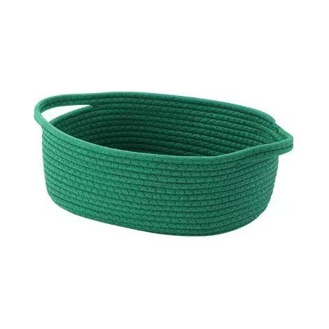 Panier de rangement pour jouets en corde de coton verte de 3012,520 cm avec poignée, adapté à une utilisation à la mai (1/5)