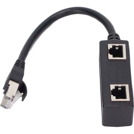 Adaptateur répartiteur RJ45 1 à 2 ports Transmission fluide Excellente connexion Adaptateur de cble réseau Adaptateur et connecteur pour câble courant faible (1/4)