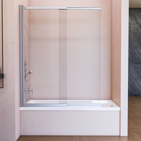 Mampara de Bañera Abatible Corredera 70 cm Plata Cromo - Cristal Templado 6 mm Antical - 150cm Altura