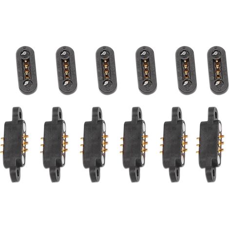 Paar federbelastete magnetische Pogo-Pin-Steckverbinder, 3-polig, Magnete, 2,3 mm Rastermaß, Durchgangslöcher, Stecker/Buchse (1/2)