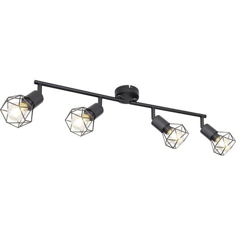 Decken Lampe schwarz Wohn Ess Zimmer Beleuchtung Retro Käfig Strahler verstellbar Globo 58402S-4 (1/2)