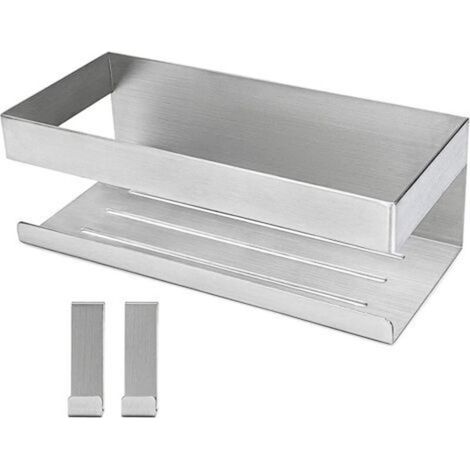 Shower Rack and Organizer, No Drilling Bathroom Shelf, Self-Adhesive Shower Basket, Stainless Steel Bathroom Rack with 2 Hooks (1/5)