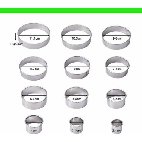 12 pièces emporte-pièce rond cercle, emporte-pièces de cuisine pour biscuits, gâteaux fondants, emporte-pièce, emporte-pièce, emporte-pièce (1/4)