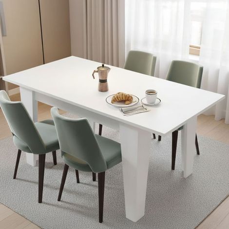 Tavolo Allungabile Pizzoli, Allungabile, Meccanismo Estensione Allunga Centrale, Lunghezza Massima 160 cm, 160x80x78h cm Bianco (1/3)