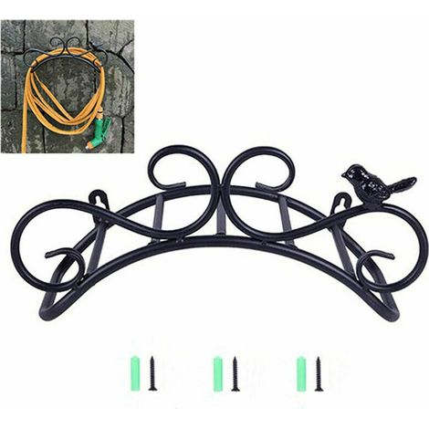 Supporto da parete per tubo flessibile – ghisa, 15 cm – nero (1/5)