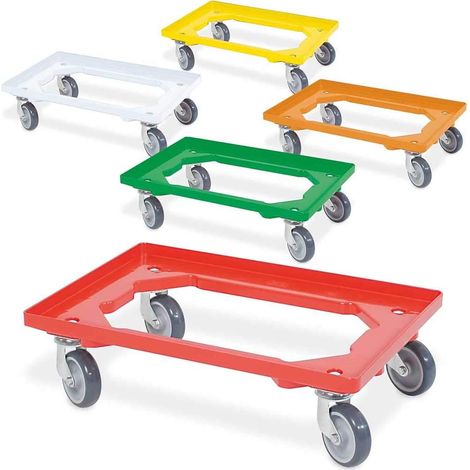 BRB Set, 5x Logistikroller/Kistenroller für Behälter 600x400 mm, Set (gelb/grün/orange/rot/weiß)