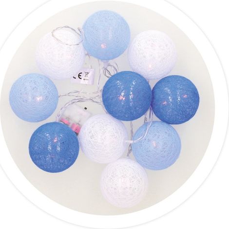 1,35 m lange blaue LED-Lichterkette mit Baumwollkugeln, warmweißes Licht (1/3)