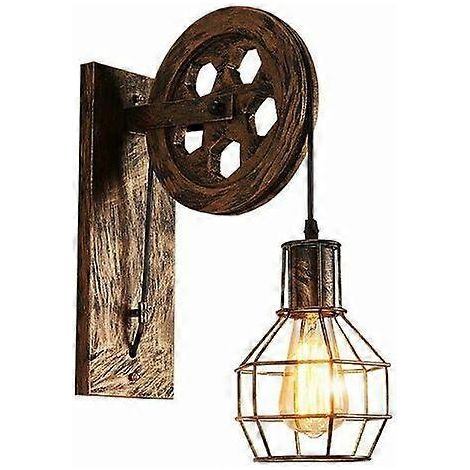Applique murale industrielle, applique murale vintage sur roulettes pour intérieur - aspect rouille (1/4)