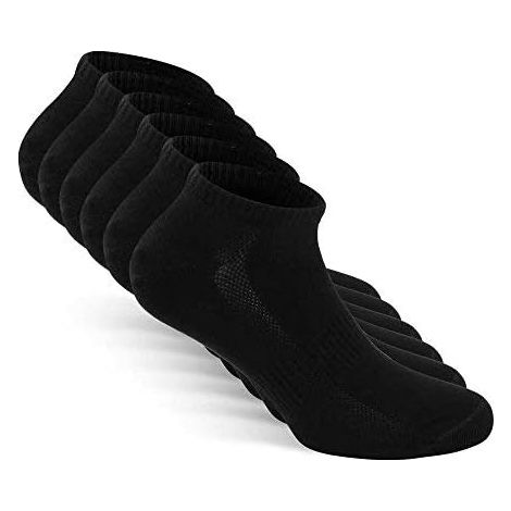 Lot de 6 paires de chaussettes de sport en coton bio pour hommes et femmes : chaussettes résistantes pour un usage quotidien, noires. (1/5)