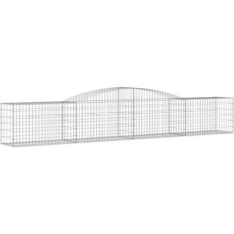 Gabbione cesto gabbia recinzione muro di contenimento ad arco 400 x 50 x 60/80 cm ferro zincato Argento 020040100
