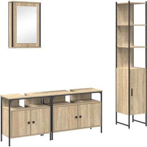 Maison Exclusive - Badezimmermöbel-Set mit Regal 4 pcs Sonoma-Eic