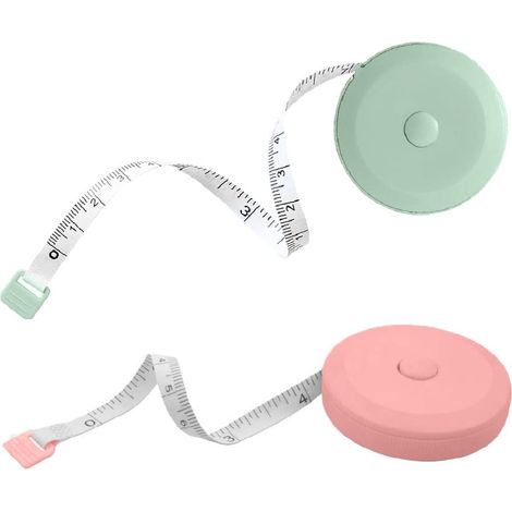 Lot de 2 mètres ruban rétractables automatiques souples (vert et rose). 6 DXGHC