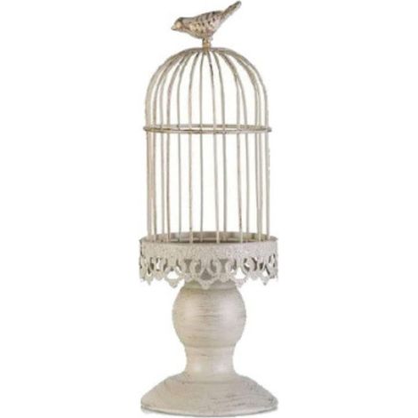 Créatif rétro Oiseau Cage Chandelier décoration Style européen Fer Art Chandelier Photographie Mariage Restaurant Accessoires(Blanc, petit) (1/4)