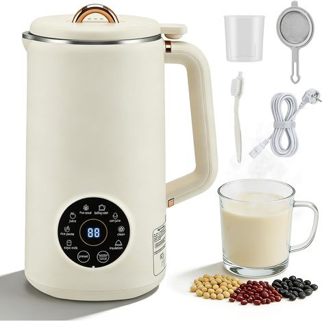 Machine à Lait Végétale 8 en 1, 1200 ml Machine à Lait de Noix et Soja avec Maintien au Chaud (1/5)