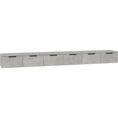 Conjunto de 2 armarios de almacenamiento de pared prácticos 102 x 30 x 20 cm fabricados en madera de ingeniería gris hormigón 020055232 (1/4)