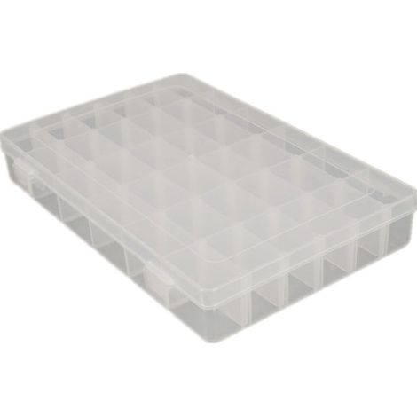 Boîte à bijoux transparente en plastique avec séparateurs ajustables, 36 compartiments (1/5)