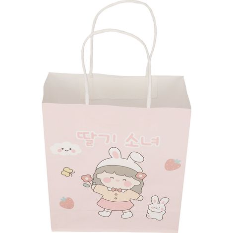 Lot de 12 sacs cadeaux à motifs de dessins animés, réutilisables, grande capacité, en papier kraft blanc, mini sacs cadeaux avec poignées, pour le travail et l'école (Type 1). (1/5)
