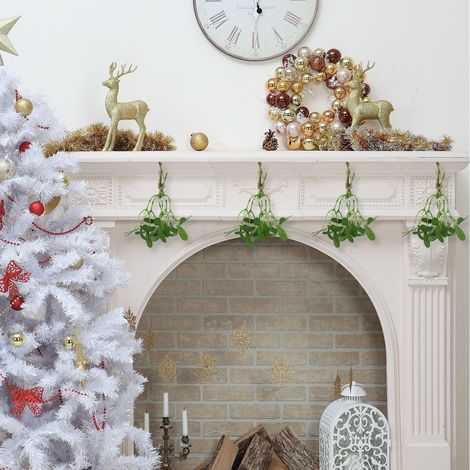 Style A : Décoration de Noël en feuilles de gui artificielles, 22 cm, en plastique, fil de fer et mousse. (1/5)