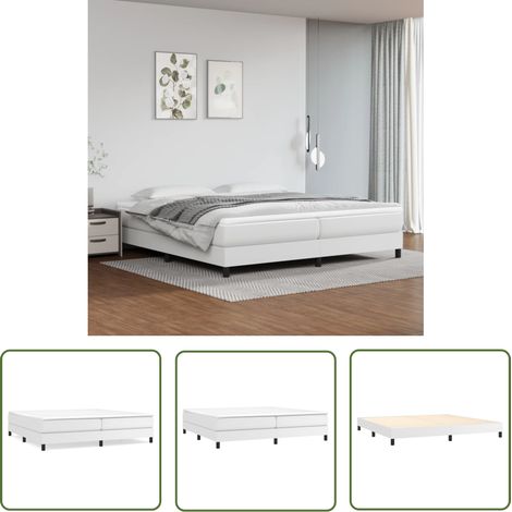 The Living Store Bettgestell Weiß 200x200 cm Kunstleder - Bettes Gestell - Schlafzimmer Möbel - Doppelbett - Kunstleder Bett - Weißes Bett (1/5)