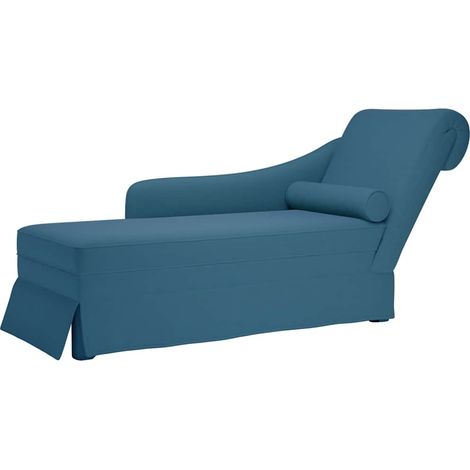 Chaise longue respaldo reposabrazos derecho terciopelo azul vidaXL