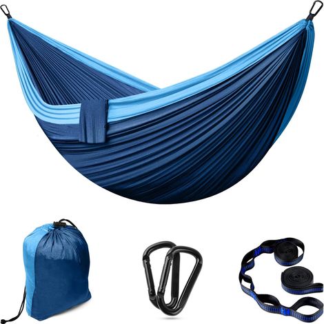 Outdoor Hängematte für 2 Personen 300 x 200 cm Atmungsaktives Nylon, blau