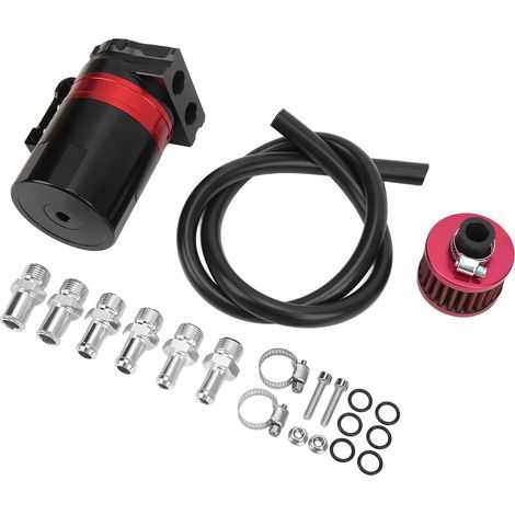 Séparateur d'huile auto à chicanes internes, filtre double chambre en alliage d'aluminium, protection moteur universelle rouge (1/5)
