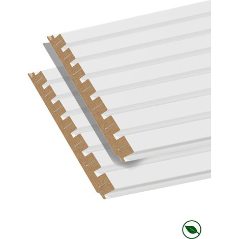 Forestea – Lot de 2 panneaux décoratifs muraux MDF blanc à peindre – Dimensions 1250 x 287 x 20 mm – Surface 0,72 m² – Pose par collage ou vissage