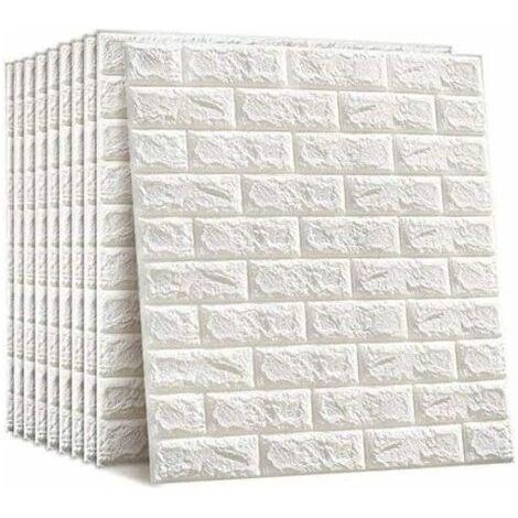 Panneau décoratif mural 3D auto-adhésif en mousse – Effet brique imperméable – Dimensions 77 x 70 cm – Lot de 10 pièces - 10pcs (1/5)