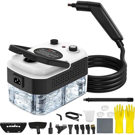 Nettoyeur Vapeur Portable,3 Niveaux Nettoyeur Vapeur à Main1.4 L,16 Accessoires Pression 3 Bar 145°C, Préchauffage 15s,Steam Cleaner Convient pour Cuisine et salle de bains (Blanco) (1/5)