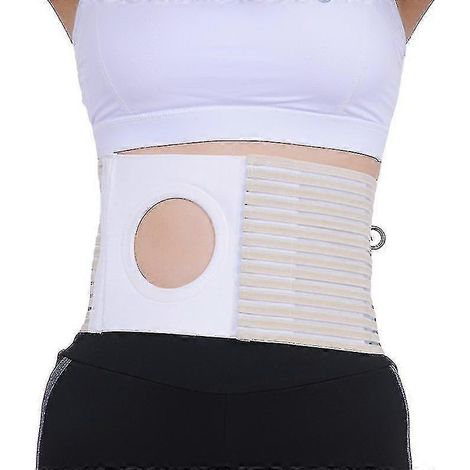 Ceinture élastique pour hernie et stomie, pour la taille et l'abdomen, avec ouverture pour stomie (taille L, beige) Shibaod (1/5)