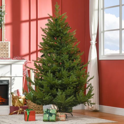 Sapin de Noël artificiel, aspect réaliste, montage rapide, plastique, vert, 136 x 136 x 180 cm (1/5)