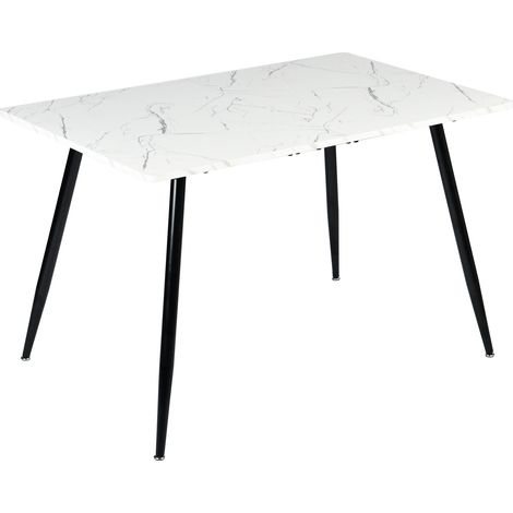 URBAN MEUBLE Tavolo da pranzo rettangolare con effetto marmo bianco in stile scandinavo, 120x75cm (1/5)
