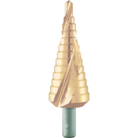 Foret Étagé Hélicoïdal HSS Cobalt TiN Combiné - Tôles jusqu'à 6 mm° D. 6.00-37.00 x Q. 10 mm x Z2 - Diamwood (1/4)