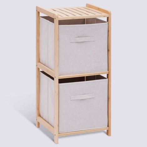 Etagère meuble de rangement avec 2 bacs - Longueur 34,7 x Profondeur 33 x Hauteur 77,5 cm (1/4)
