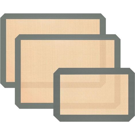 Silikon-Backmatten, 3er-Set, wiederverwendbar, antihaftbeschichtet, lebensmittelecht, zum Backen im Backofen, für Kekse, Macarons und Brot.