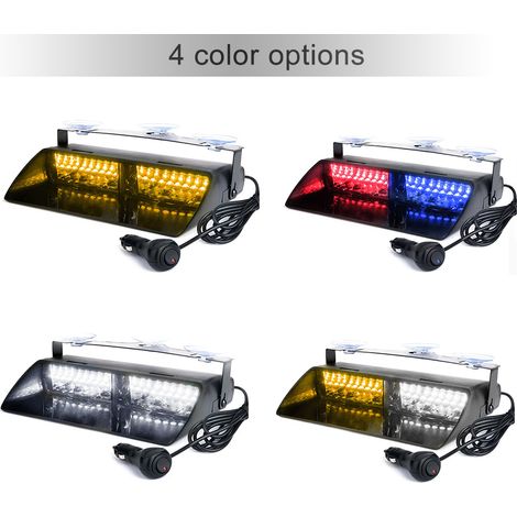16 LED, 18 modes de clignotement, gyrophare stroboscopique d'urgence pour voiture/camion, rouge et bleu