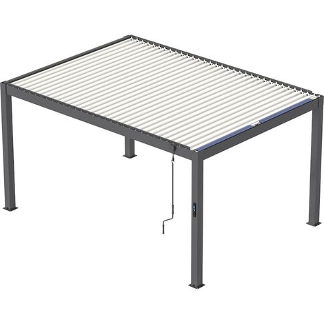 PROLOISIRS Pergola Mira 3x4 Solar Alu/Lames - Graphite/Blanc