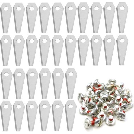 Lot de 30 lames de rechange pour robot de pelouse compatibles avec le robot tondeuse Bosch Indigo en acier inoxydable, avec 30 vis (argenté) (1/5)