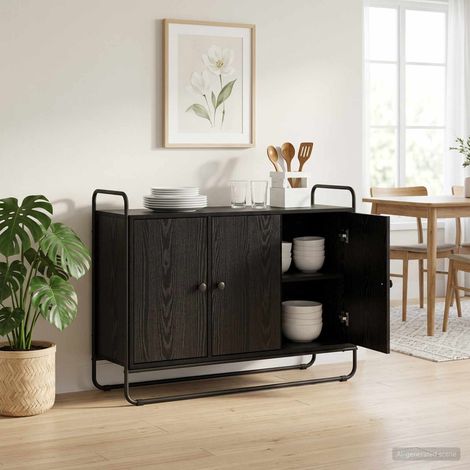 vidaXL Buffet Chêne noir 102 x 35 x 75 cm Bois d'ingénierie (1/5)